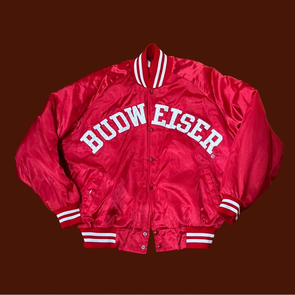 Vintage Budweiser Red and White Varsity Jacket LARGE